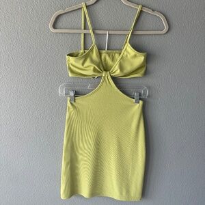 Knot Front Cutout Ribbed Mini Dress